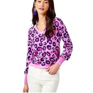 Lilly Pulitzer Don't Be a Cheetah V-Neck Jasmina Sweater